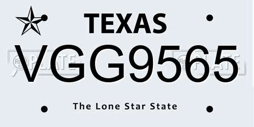 VGG9565 Texas License Plate