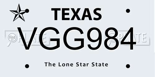 VGG984 Texas License Plate