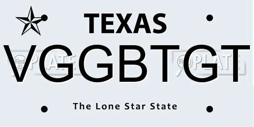 VGGBTGT Texas License Plate