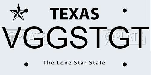 VGGSTGT Texas License Plate