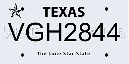 VGH2844 Texas License Plate