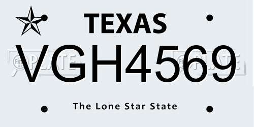 VGH4569 Texas License Plate