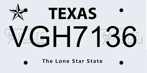 VGH7136 Texas License Plate