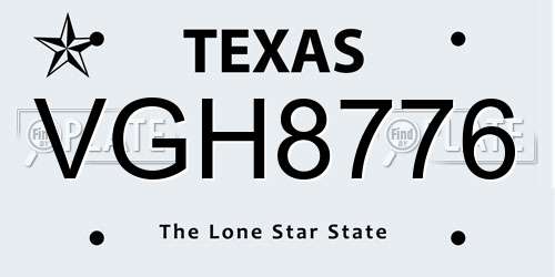 VGH8776 Texas License Plate