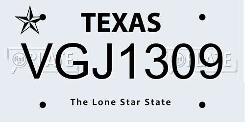 VGJ1309 Texas License Plate
