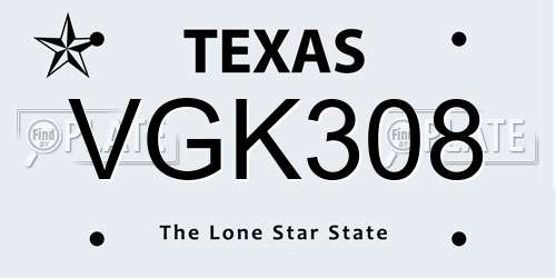 VGK308 Texas License Plate