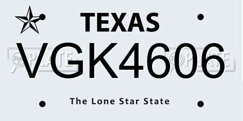 VGK4606 Texas License Plate