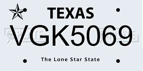 VGK5069 Texas License Plate