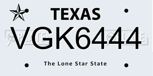 VGK6444 Texas License Plate