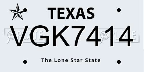 VGK7414 Texas License Plate