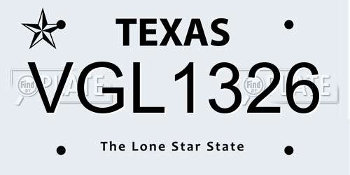 VGL1326 Texas License Plate