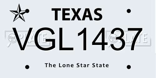 VGL1437 Texas License Plate
