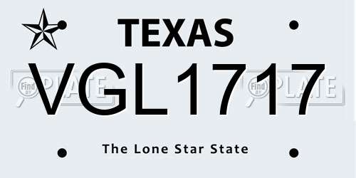 VGL1717 Texas License Plate