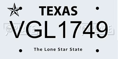 VGL1749 Texas License Plate