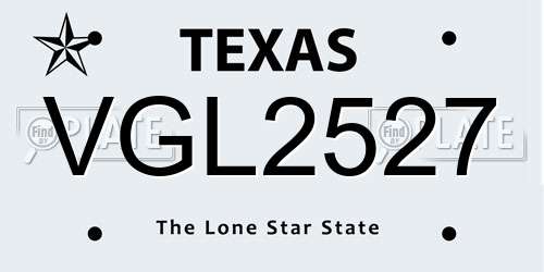 VGL2527 Texas License Plate