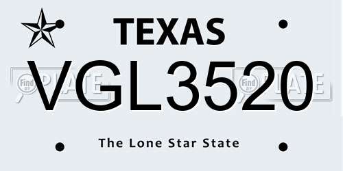 VGL3520 Texas License Plate
