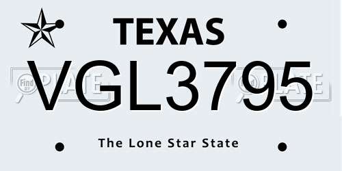 VGL3795 Texas License Plate