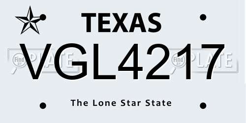 VGL4217 Texas License Plate