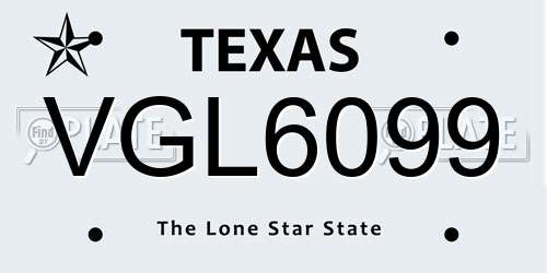 VGL6099 Texas License Plate