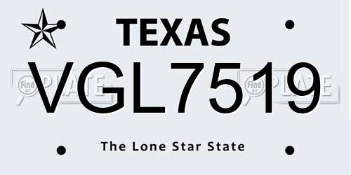 VGL7519 Texas License Plate
