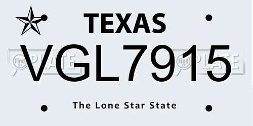 VGL7915 Texas License Plate