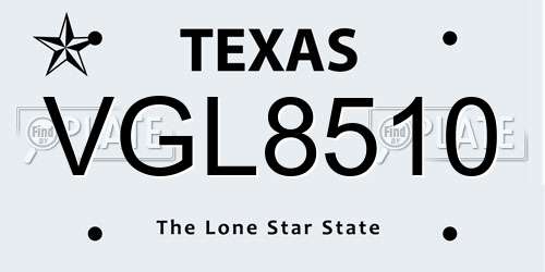 VGL8510 Texas License Plate