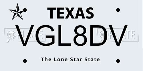 VGL8DV Texas License Plate