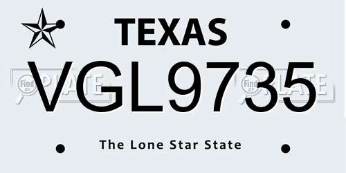 VGL9735 Texas License Plate