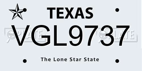 VGL9737 Texas License Plate