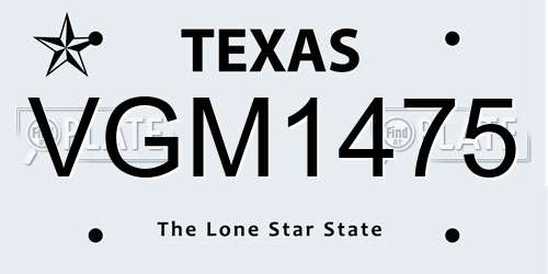VGM1475 Texas License Plate