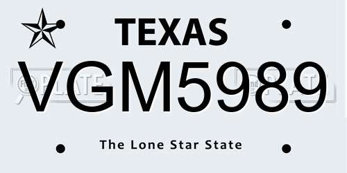 VGM5989 Texas License Plate