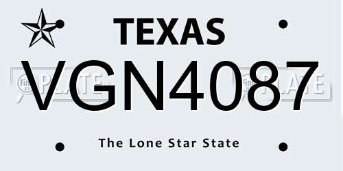 VGN4087 Texas License Plate