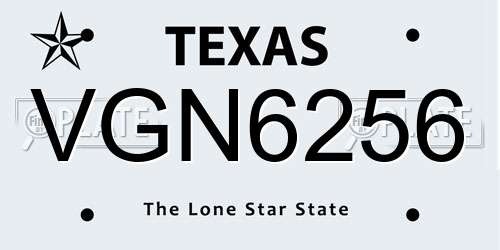 VGN6256 Texas License Plate