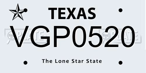 VGP0520 Texas License Plate
