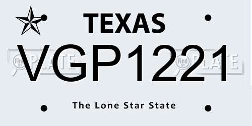 VGP1221 Texas License Plate