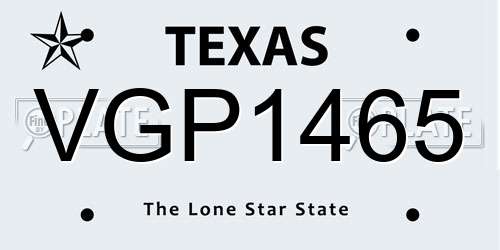 VGP1465 Texas License Plate