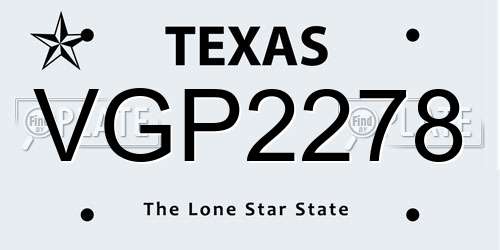 VGP2278 Texas License Plate