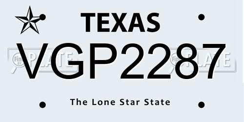 VGP2287 Texas License Plate