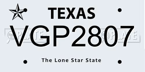 VGP2807 Texas License Plate