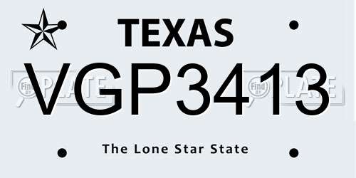 VGP3413 Texas License Plate