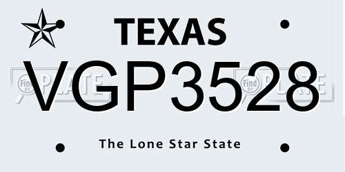 VGP3528 Texas License Plate