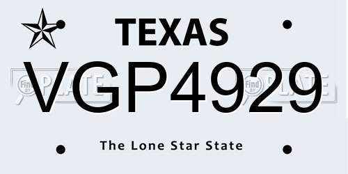VGP4929 Texas License Plate