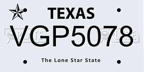 VGP5078 Texas License Plate