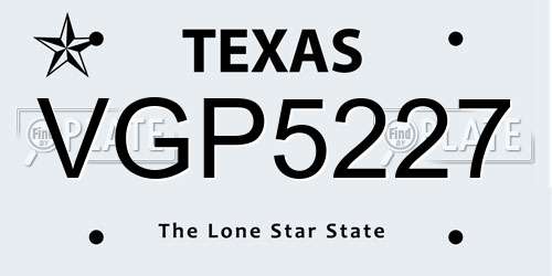 VGP5227 Texas License Plate