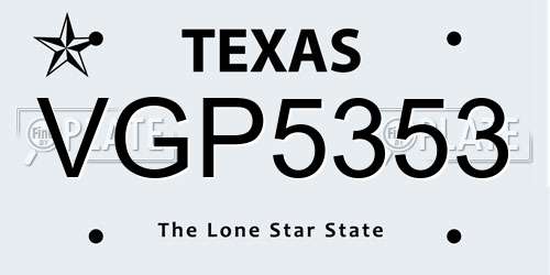 VGP5353 Texas License Plate