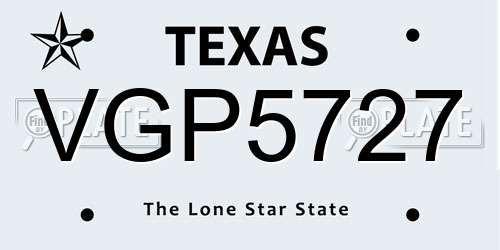 VGP5727 Texas License Plate