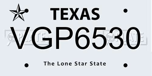 VGP6530 Texas License Plate