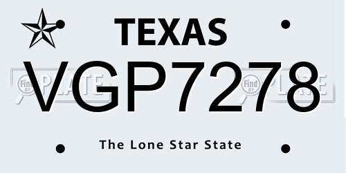VGP7278 Texas License Plate