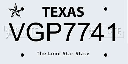 VGP7741 Texas License Plate