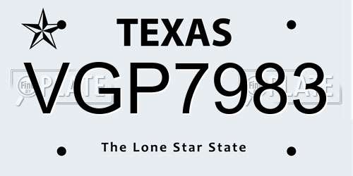 VGP7983 Texas License Plate